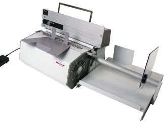 Renz – DTP 340 A // Semi-automatic tabletop punching machine for all types of book and calendar production. Punches up to 36,000 sheets per hour. 340 mm working width.
