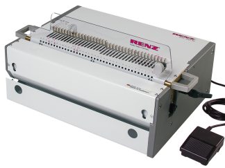 Renz – DTP 340 M // Modular electric tabletop punching machine for all types of book and calendar production. Punches up to 20,000 sheets per hour. 340 mm working width.