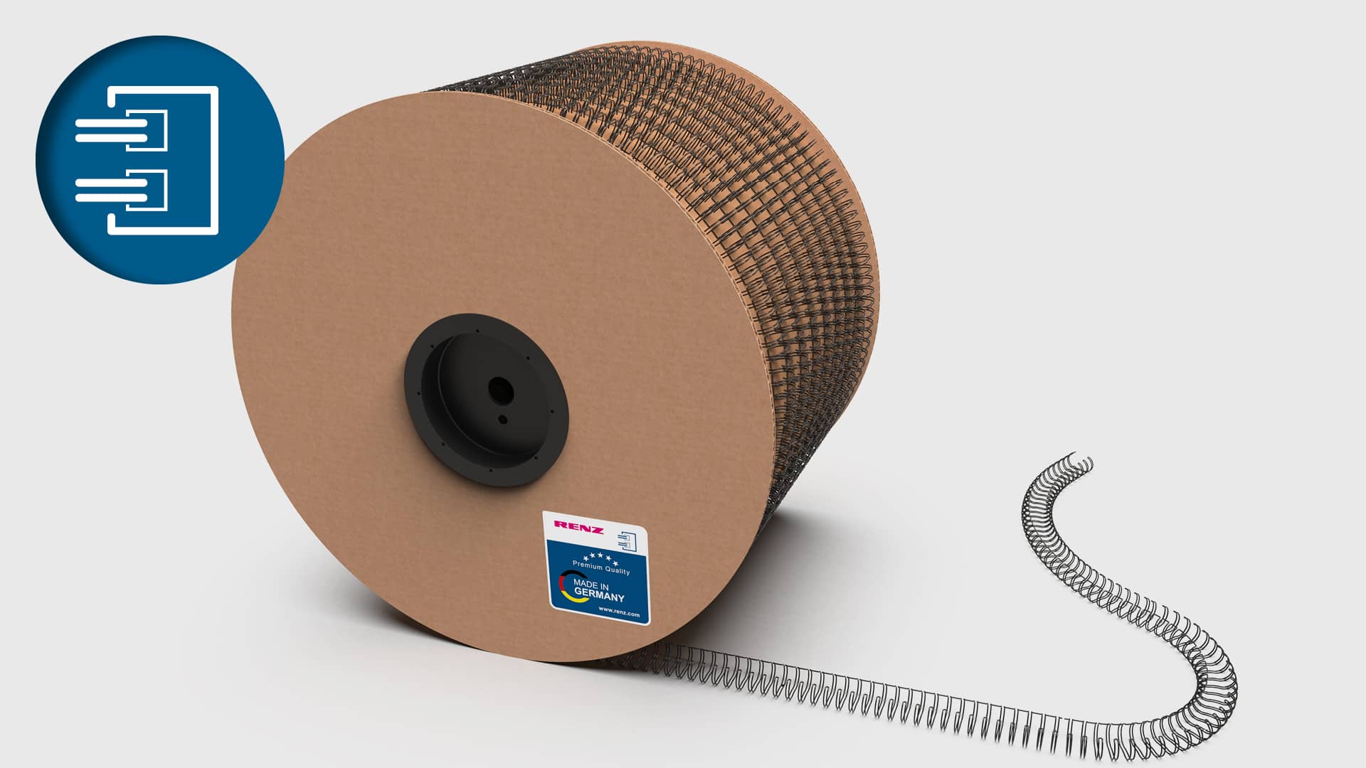 Renz – Wire comb binding spools, pitch 3:1 and 2:1, for fast and seamless production of brochures, calendars, notepads and more